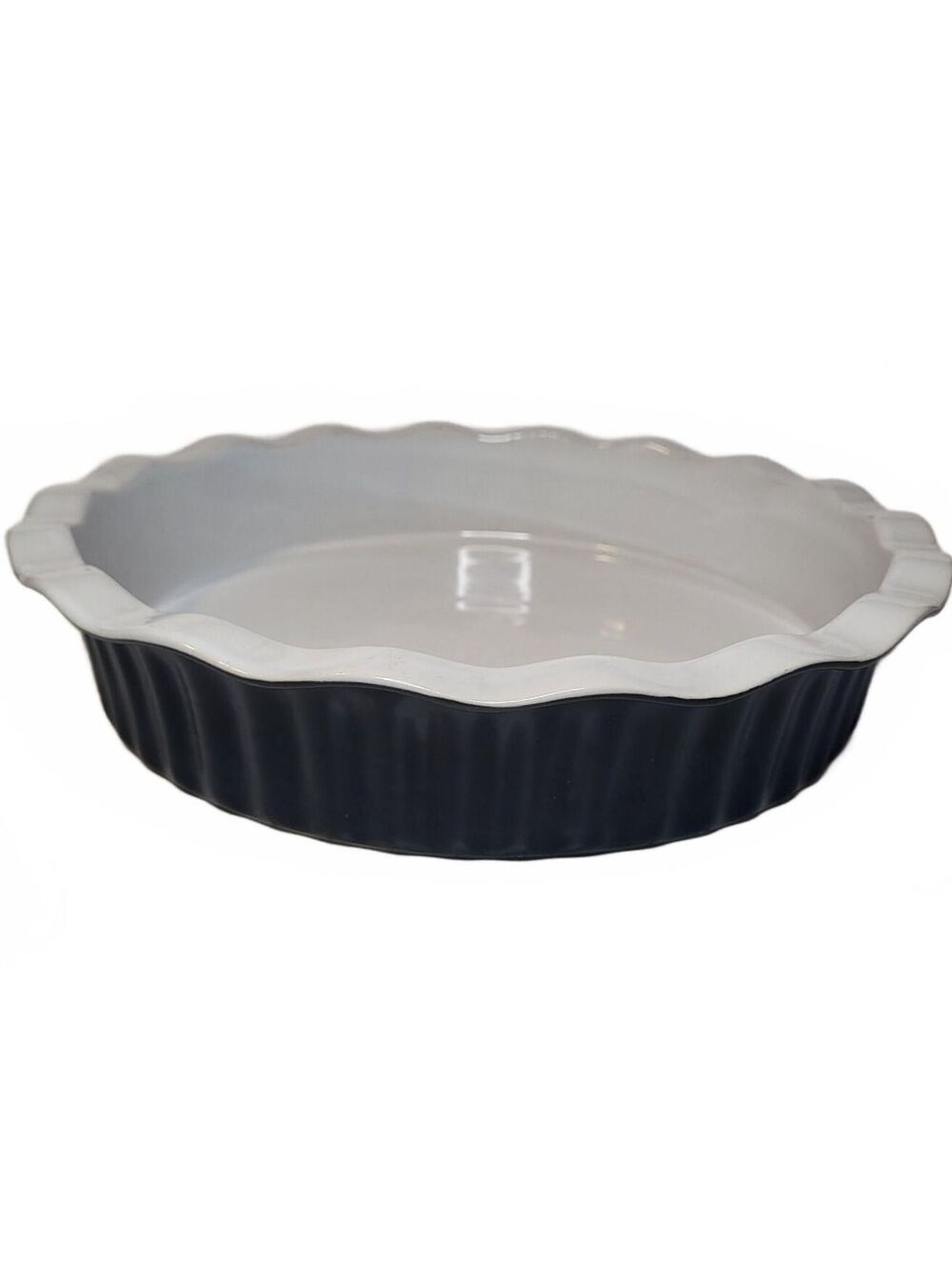 Bialetti Casa Italia 9" Stoneware Quiche Tart Pie Baking Dish Black White